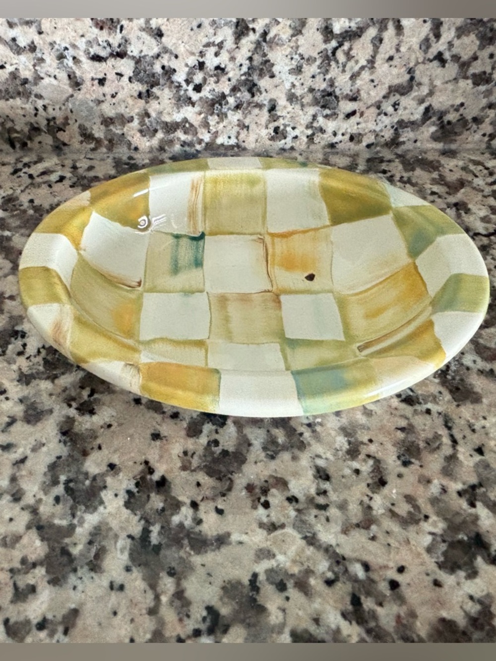 MacKenzie-Childs “Parchment Check” Oval Soap Dish